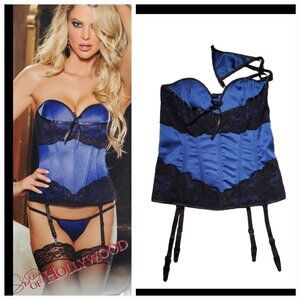 Blue Satin & Blac kace Bustier Corset – Size 34 (NWT) 💙